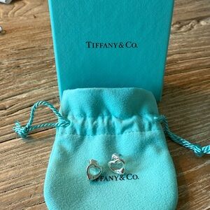 Tiffany & Co. Silver Elsa Peretti Open Heart Stud Earrings, 11 mm